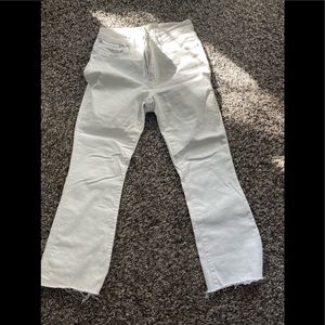 Madewell Cali Demi Boot white jean with frayed hem - size 29